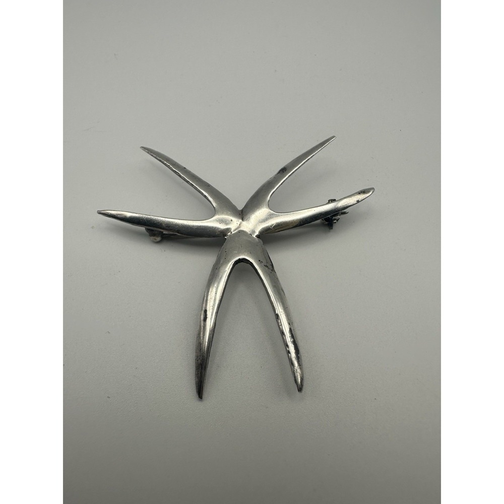 Vintage Sterling Silver 925 Abstract Starfish Brooch Pin Modernist Nautical 2"